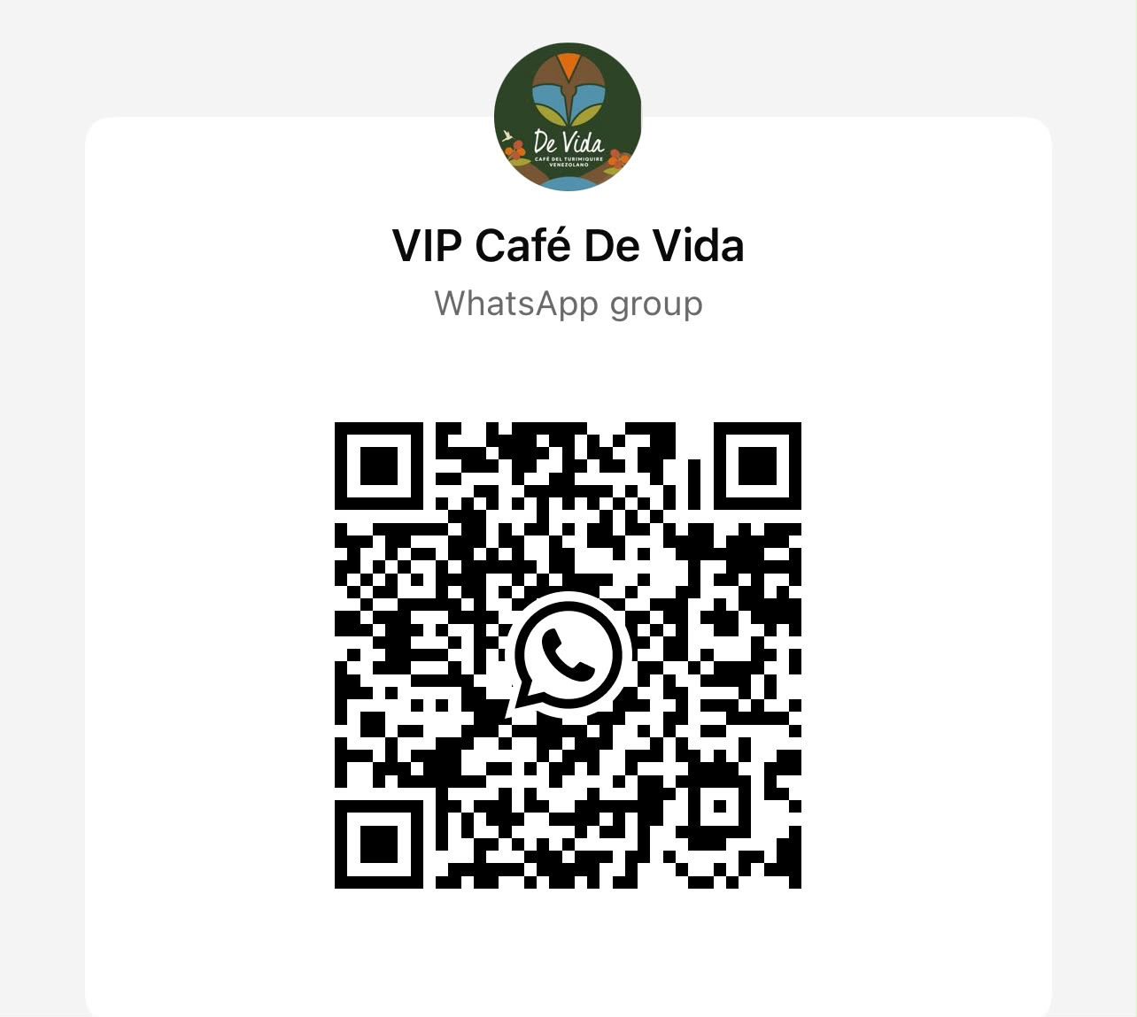Código QR para unirse al Grupo VIP de Café de Vida en WhatsApp.