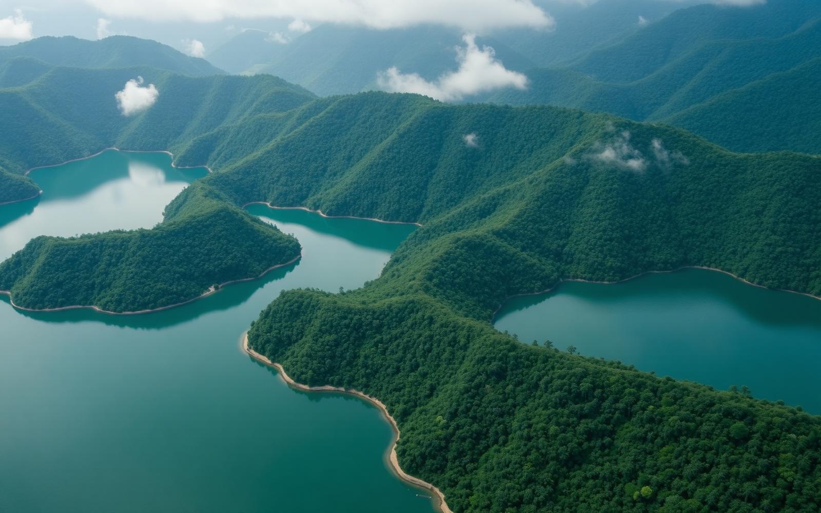 Embalse rodeado de montañas boscosas